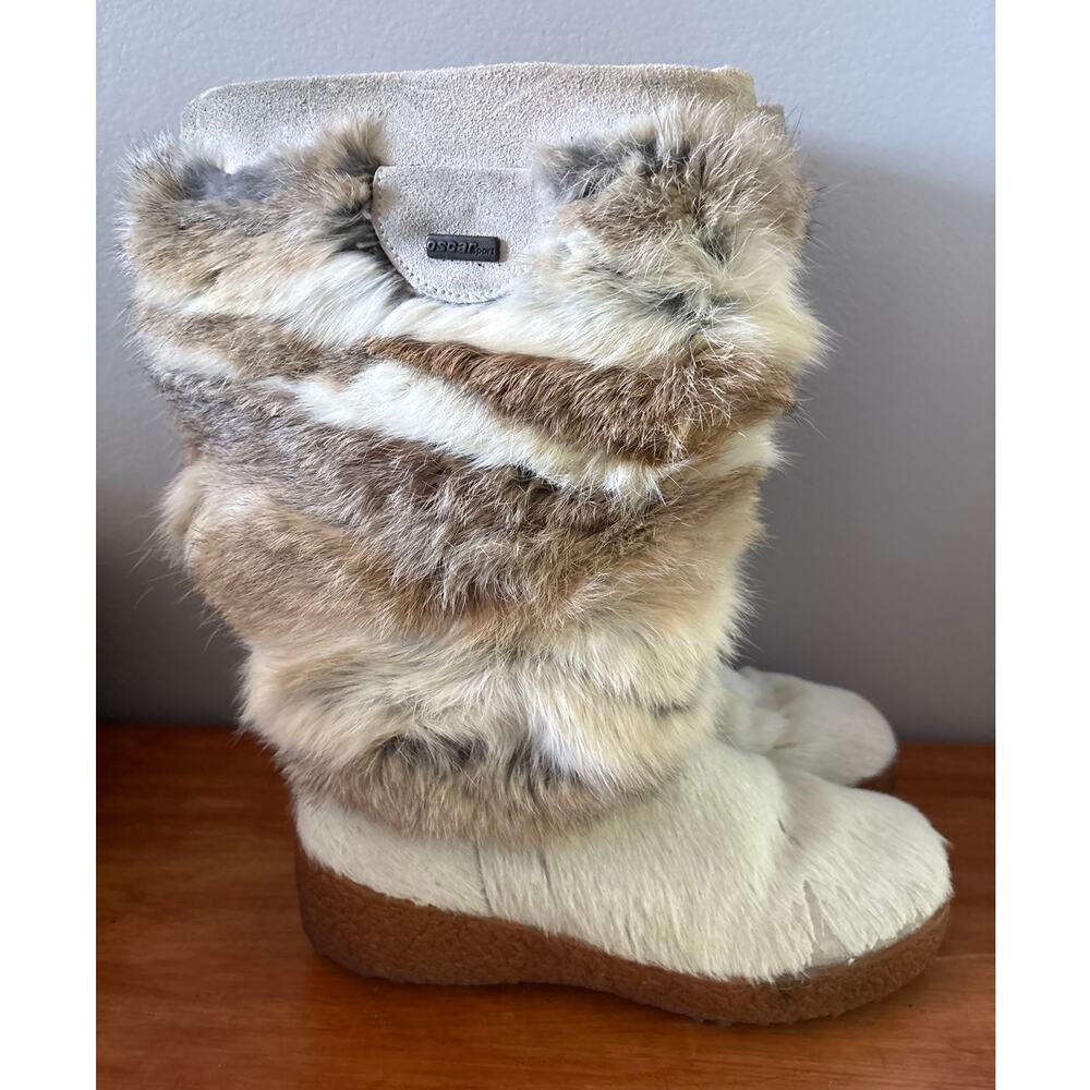 Oscar Sport Women's Norma Rabbit Fur Apres Snow Boots Italy Size 39  8.5 US